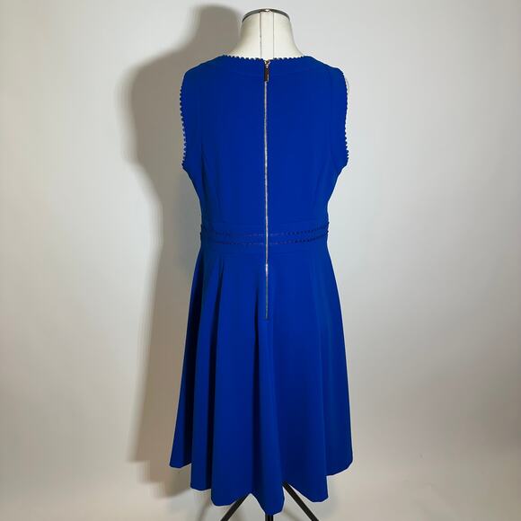 NWOT Calvin Klein Blue Sleeveless Scallop Detail Fit & Flare Dress Womens Sz 10 - Picture 7 of 12